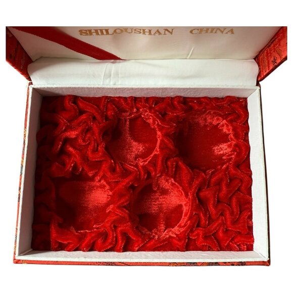 Shiloushan Baoding Balls 4 Piece Marble Stone Chinese Health Embroidered Red Box - Picture 11 of 11